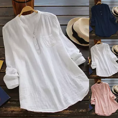 Buy Womens Baggy T-Shirt Tunic Tops Ladies Summer Loose Long Sleeve Blouse Plus Size • 11.39£
