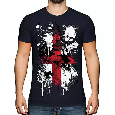 Buy England St George Cross Abstract Print Mens T-shirt Top English Flag Georges Day • 12.95£
