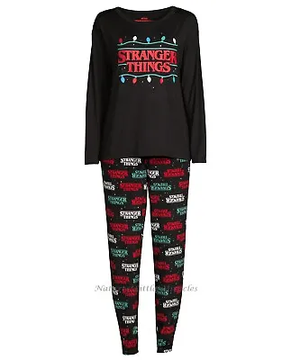 Buy Stranger Things Womens Pajamas Set Size S- 3X Plus Shirt Pants Christmas Lights • 32.67£