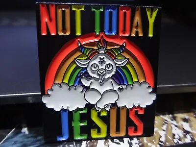 Buy Not Today Jesus Pin Badge Battle Jacket Satan Baphomet Black Metal Rock Biker • 14.44£