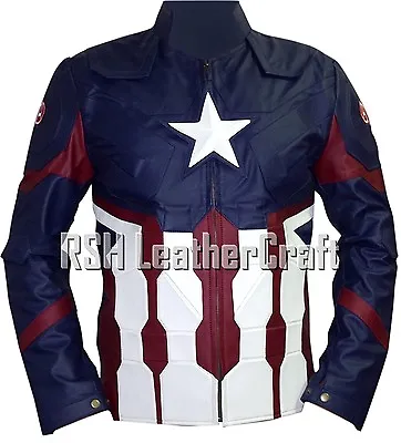 Buy Captain America Civil War Chris Evans Steve Rogers Real Leather Jacket Costume • 96.33£
