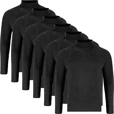 Buy 6 Pack Mens Turtle Neck T Shirt Long Sleeve Shirt Plain Assorted Cotton Top New • 16.99£
