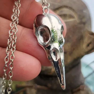 Buy Raven Skull Necklace Pendant Silver Plated Norse Pagan Witch Wiccan Jewellery • 6.49£