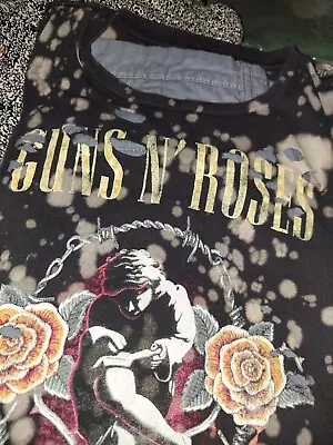 Buy Guns And Roses T Shirt X Small Bleached And Cut • 12.28£