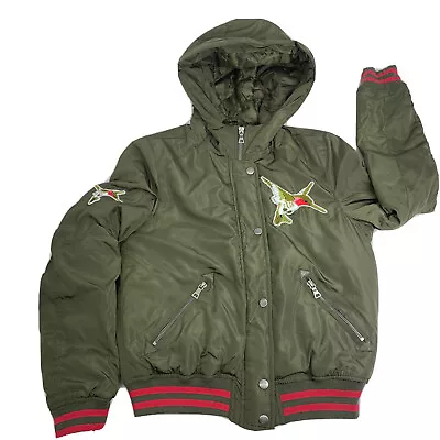 Buy Ultim8 Jacket Womens SMALL Hood HUMMINGBIRD Patches Full Zip Green Bomber Hood • 22.20£