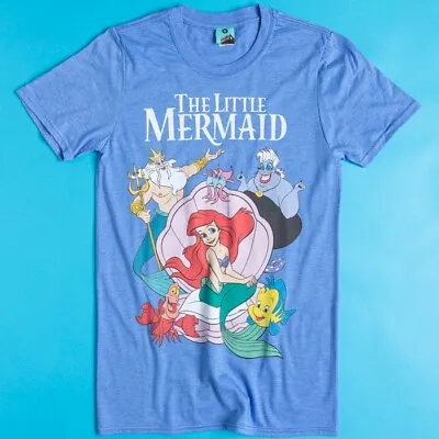 Buy Official Disney The Little Mermaid 90s Blue Marl T-Shirt : S,M,L • 19.99£