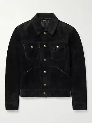 Buy Mens Black Leather Trucker Jacket Pure Suede Custom Made Size S M L XL 2XL 3XL • 143.86£