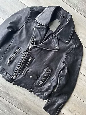 Buy All Saints Men's Black  Sora  Leather Biker Jacket Coat - Xxl - New & Tags • 249.99£