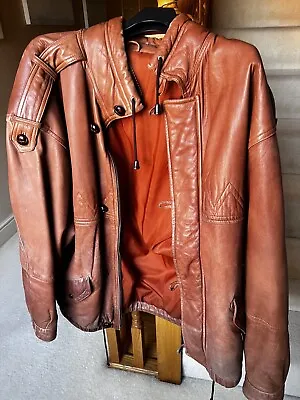 Buy Vintage Leather Jacket. Zipper/Buttons. Tan Colour. Nice Detail. Good Look/Feel! • 29.99£