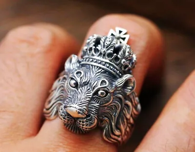Buy Retro Vintage Lion King Adjustable Ring 925 Silver PLT Women Men Jewellery Gifts • 3.19£