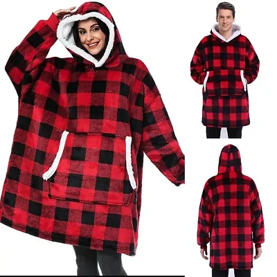 Buy Christmas Hoodie Blanket Sherpa Fleece Warm Oversized Wearable Hooded Sweatshirt • 12.95£