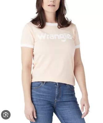 Buy Wrangler Ringer Short Sleeve T-Shirt Colour Peach Melba Size XL • 8.95£