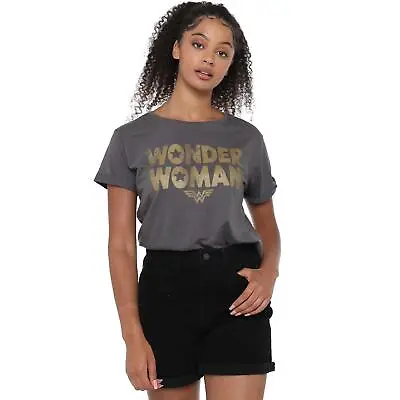Buy DC Comics Womens Fashion T-Shirt Wonder Woman Metalic Logo Top Tee S-XL Official • 13.99£