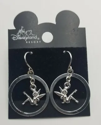 Buy Disney Land Tinker Bell Silver Tone Hoop Earrings Hook Sitting Peter Pan Ring • 11.40£