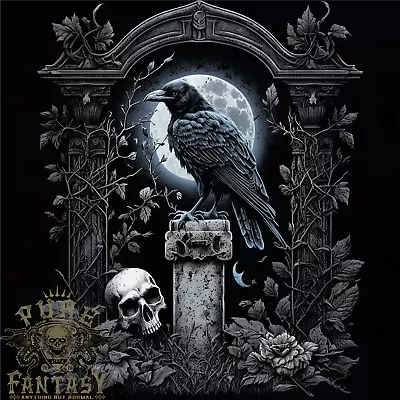 Buy Gothic Skull And Crow With And Arch Mens T-Shirt 100% Cotton • 12.75£