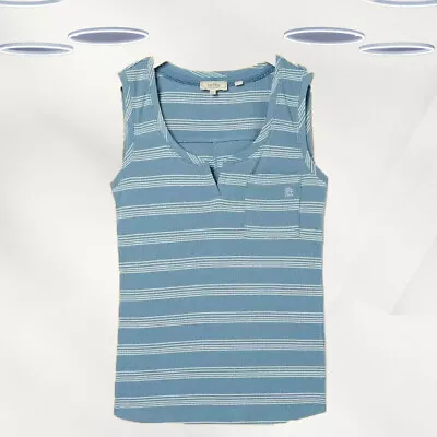Buy Ex Fat Face Women’s Stripe Ribbed Cotton Jersey Vest Top In Indigo Blue (Defect) • 12.95£