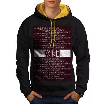Buy Wellcoda Wine Is Answer Slogan Mens Contrast Hoodie, Cool Casual Jumper • 30.99£