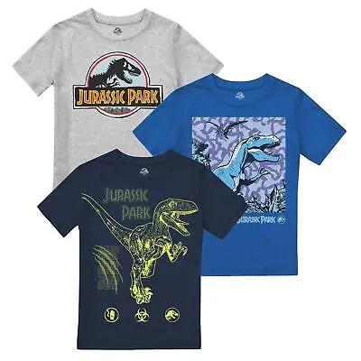 Buy Jurassic Park Boys T-shirt 3 Pack Trex & Raptor Top Tee 3-10 Years Official • 19.99£