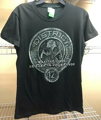 Buy The Hunger Games Stone Circle District 12 Seal Womens Juniors Black T-Shirt Sz L • 18.94£