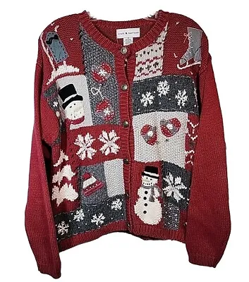 Buy Croft & Barrow Sz M Holiday Christmas Knit Ugly Sweater Snowman Snowflakes Vtg   • 9.16£