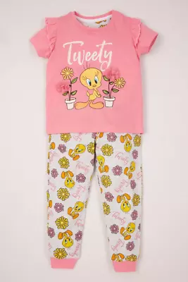 Buy Tweety Pie Pyjamas Girls Pink Pjs Nightwear Childrens Kids Top Trousers Spring • 8.49£