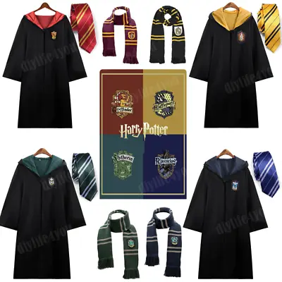 Buy Harry Potter Robe Cloak Tie Costume Gryffindor Slytherin Scarf Hat MagicWand UK • 8.59£