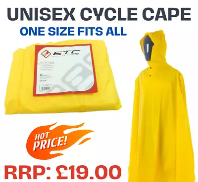 Buy ETC Waterproof Cycling Rain Cape Cycle Poncho -Yellow - EVA - One Size Fits All • 7.95£