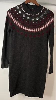 Buy J CREW Fair Isle Sweater Dress Jewel Embellished Via Wool Alpaca XS Nordic • 18.23£