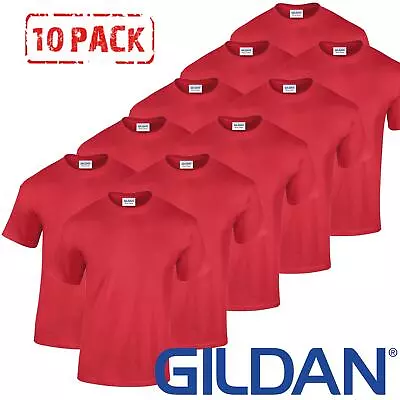 Buy 10 PACK Gildan Mens T-Shirt Heavy Cotton Plain Short Sleeve Tee Top Multi Colors • 36.70£