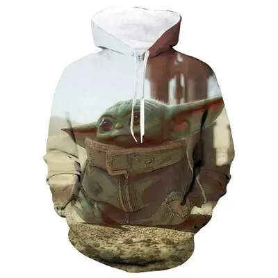 Buy Star Wars The Mandalorian Baby Yoda Pullover Hoodie Jacket Coat 3D Sweatshirt • 15£