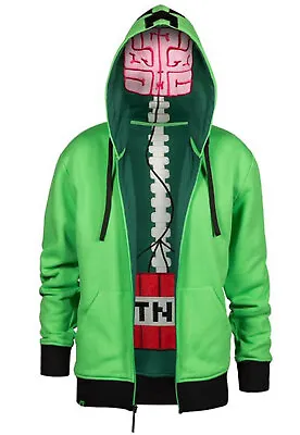 Buy Official Minecraft Creeper Anatomy Zip Up Green Hoodie Zipped Hooded Sweatshirt • 34.95£