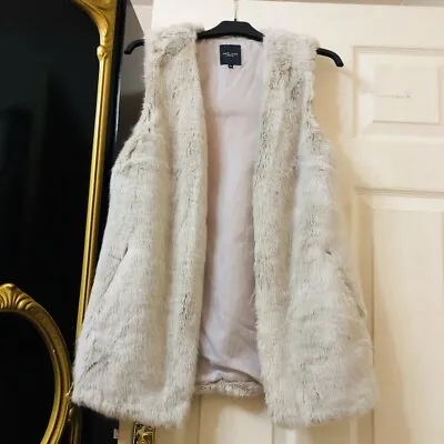 Buy New Look Petite Grey Coat Faux Fur Pile Waistcoat Size Uk 10 INVGC (B 45) • 4.99£