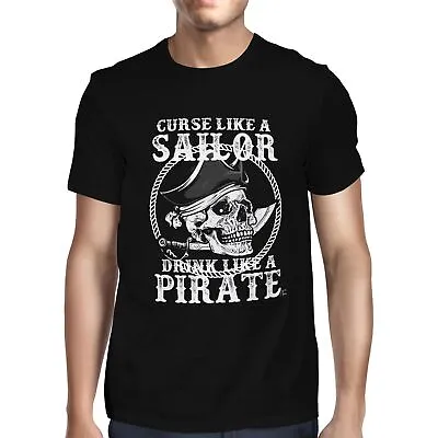 Buy 1Tee Mens Curse Like A Sailor, Drink Like A Pirate T-Shirt • 8.99£