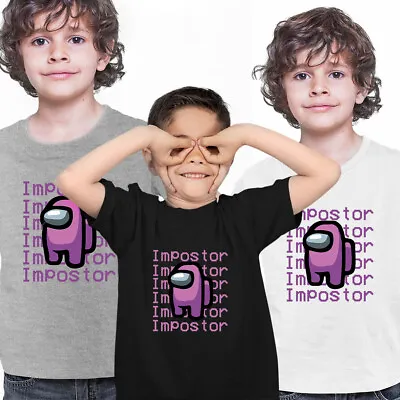 Buy Purple Pink Impostor Among Us Gamer Funny Gift Tee Top T-shirt For Men Kids Xmas • 14.99£