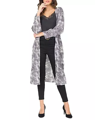 Buy Duster Kimono Jacket Lightweight - Light Duster Coat - Snake Print Grey - Size L • 5£