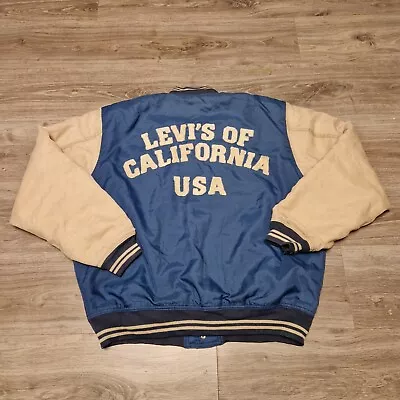 Buy Vintage 1980s Levi's Of California Spellout Bomber Varsity Jacket Large USA • 72£