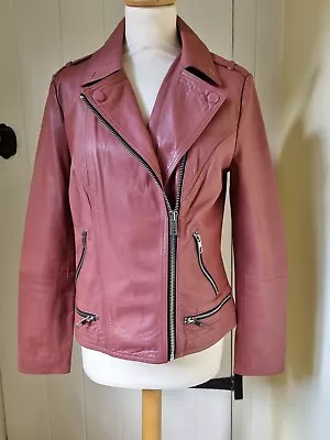 Buy NEXT Supersoft Real Leather Jacket Dusky Pink Lined Size 10 • 29.99£