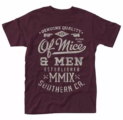 Buy Of Mice & Men Genuine Maroon Shirt S M L XL XXL Official T-Shirt Tshirt New • 20£