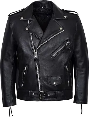 Buy Smart Range London Mens BRANDO Black Leather Jacket Size XL • 90£