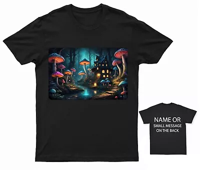 Buy Mystical Haunted House & Glowing Mushrooms T-Shirt - Adult Fantasy Adventure Tee • 13.95£