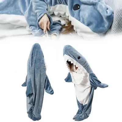 Buy Shark Blanket Adult Kids Wearable Flannel Hoodie Sleeping Office Bag N7Q4 • 23.63£