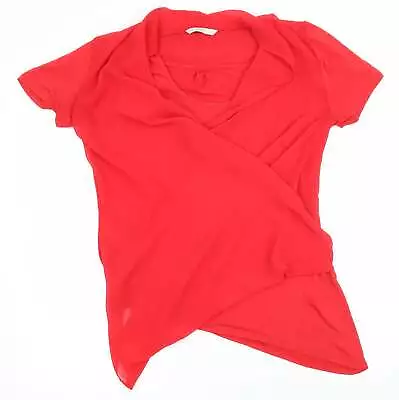 Buy George Womens Red Polyester Wrap T-Shirt Size 12 Roll Neck • 5£
