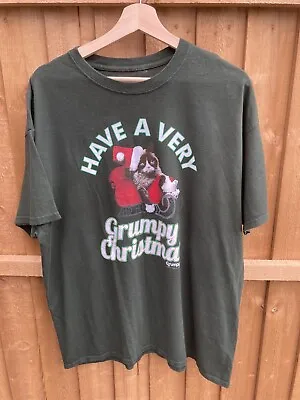 Buy Grumpy Cat Green ‘Have A Very Grumpy Christmas’ Short Sleeve Size L T-shirt • 15£