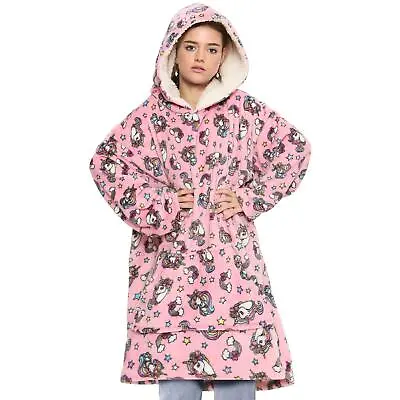 Buy Unisex Men Ladies Super Soft Fleece Hoodie Oversized Unicorn Snuggle Blanket  • 12.99£