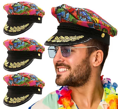 Buy Pink Captain Hat Hawaiian Sailor Cap Summer Tropical Fancy Dress Costume Lot • 8.99£