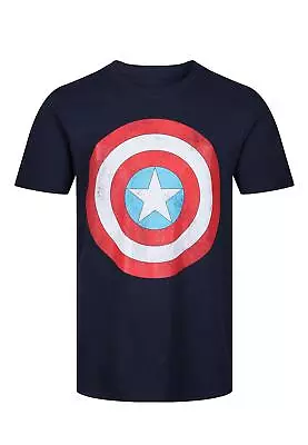 Buy Captain America Shield Logo T-shirt Short Sleeves Crew Neckline Cotton Tee Top • 10.36£