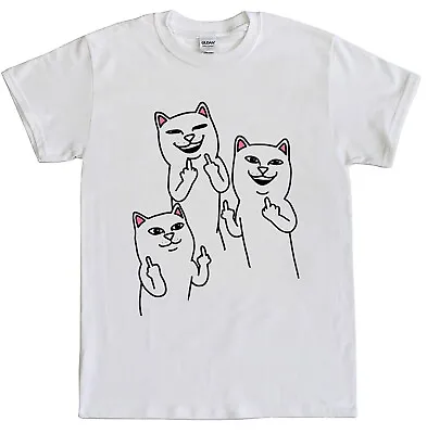 Buy Cat Rude Middle Finger FU*K  Offensive Joke Tshirt Kitty • 9.99£
