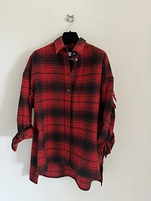 Buy Iro Tartan Red Black Fringed Shirt Jacket  EU36 Womens • 24£