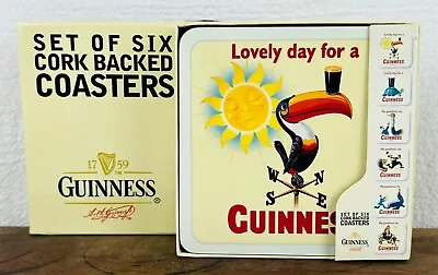 Buy Guinness Irish Stout 6pk Cork Backed Drinks Coasters Barware Official Merch NEW • 18.70£