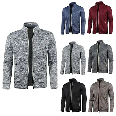 Buy Mens Knitted Jacket Cardigan Thermo Fleece Lined Pullover New Warm Zip Up Jumper • 19£